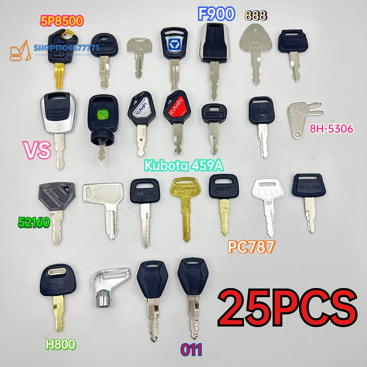 Heavy Equipment Key Set - 25pcs Excavator Keys for Cat for