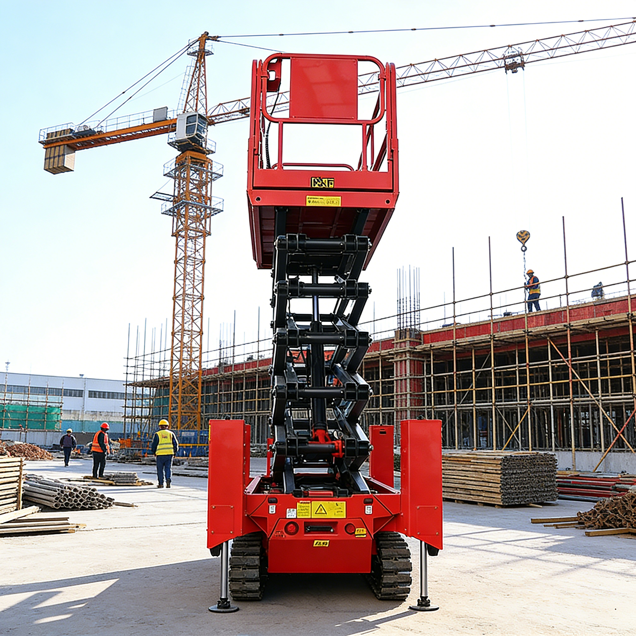 Heavy Equipment Working - Crawler Aerial Platform Tracked Scissor Lift