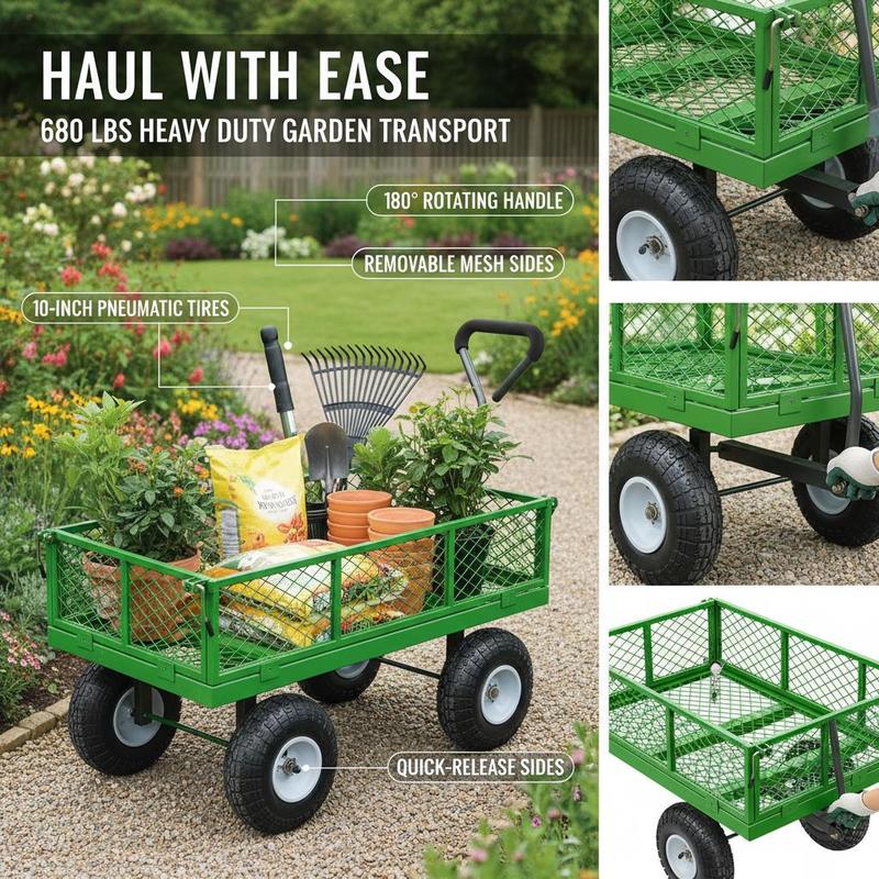 Steel Garden Cart 680 Lbs For  - огляд і ціна Heavy Equipment Handling