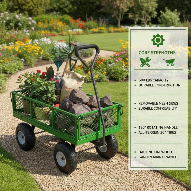 Steel Garden Cart 680 Lbs For  - огляд і ціна Heavy Equipment Handling