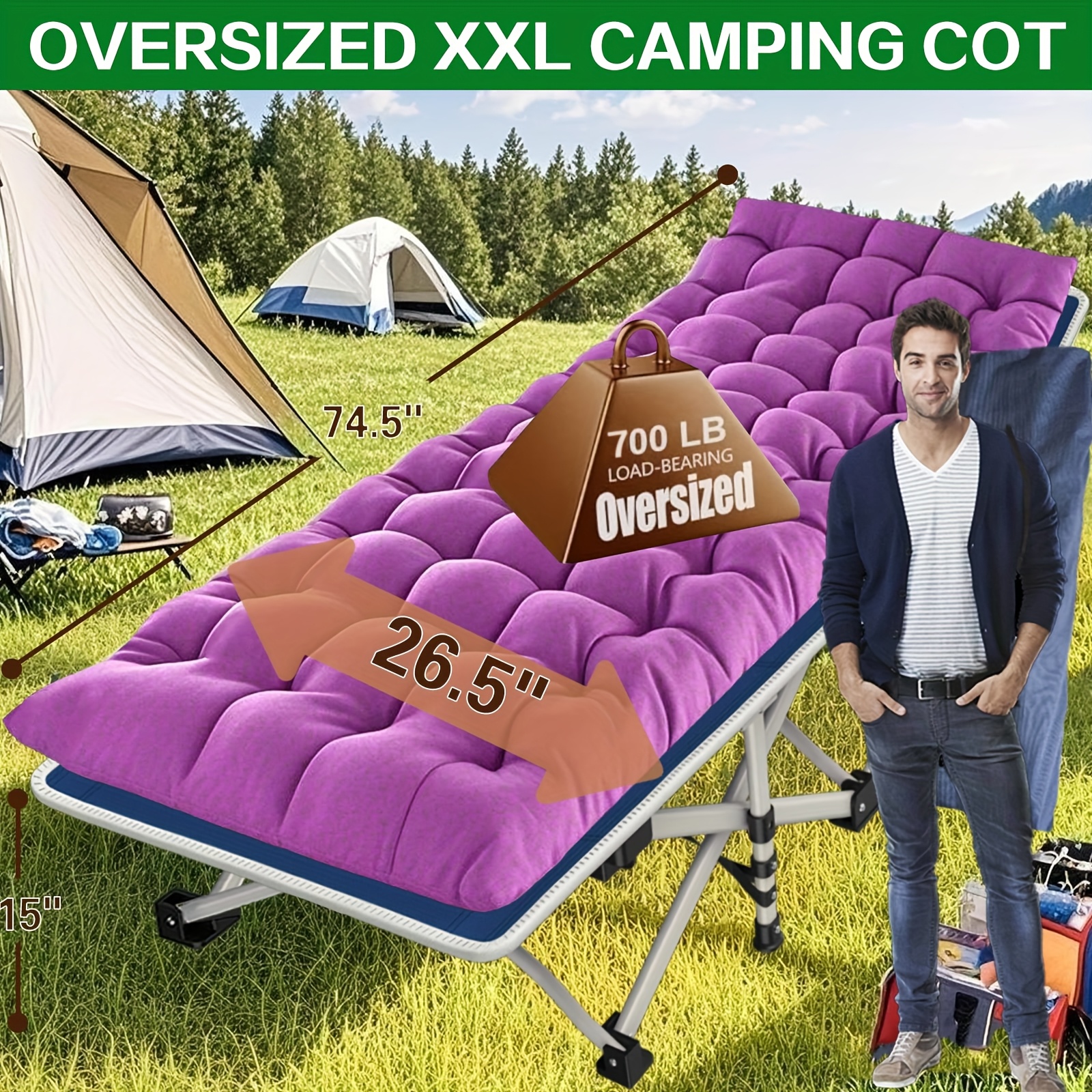 Portable Camping Cot, 700LBS-9 - огляд і ціна Heavy Equipment Unit