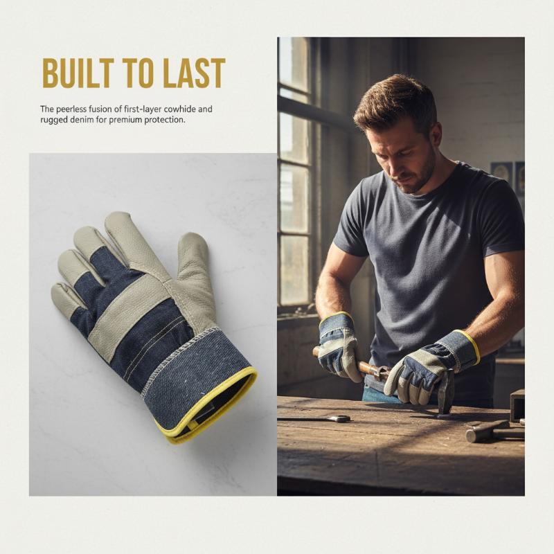 1 Pair Cowhide Denim Gloves Th - огляд і ціна Heavy Equipment Working